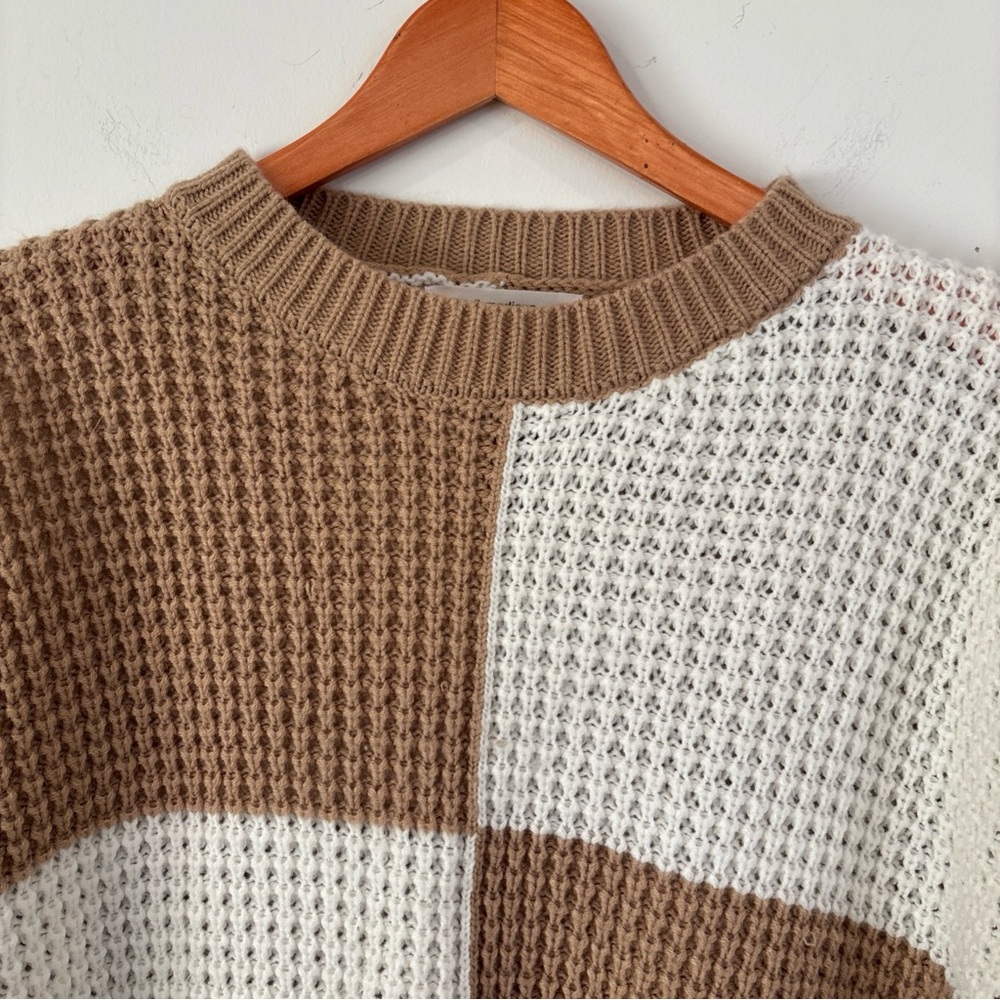 Moon & Madison Checked Sweater XS Brown and cream. - Picture 2 of 6